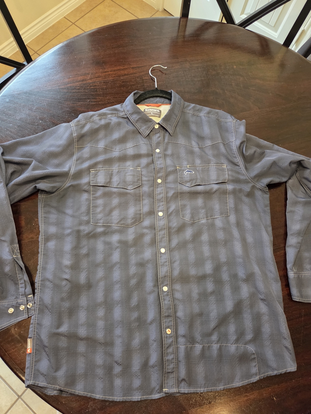 Simms Men's Blue Plaid Pearl Snap Shirt